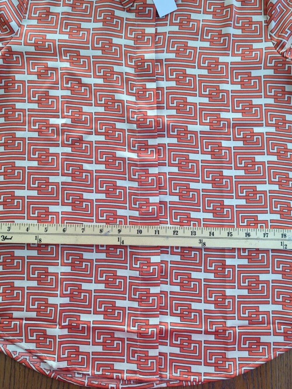 Ann Taylor Blouse Womens Small Orange Geometric Button Up Collared Long Sleeve - Picture 9 of 13
